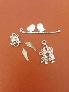 Silver Tone Charm Lot - Birds, Wings & Couple